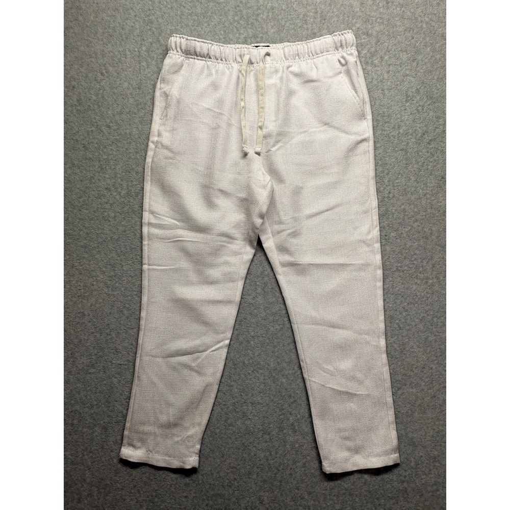 Malibu Beach Club Drill Clothing Mens White Textured Drawstring Pants Large